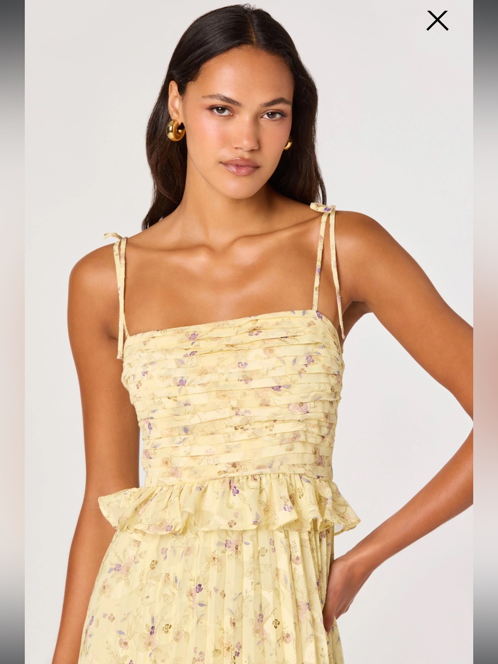 astr the label emerys yellow floral tie-shoulder midi dress size small NEW - Picture 5 of 12